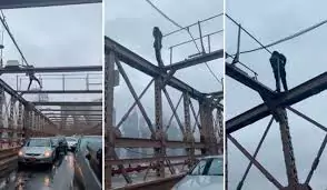 Rescatan hombre que amenazaba con tirarse desde el puente de Brooklyn