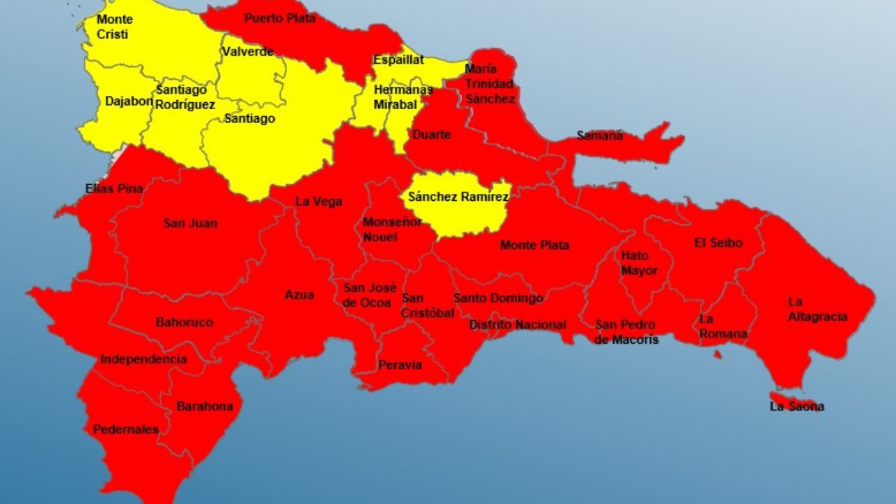 Suben a 24 las provincias en alerta roja; continúan 8 en amarilla