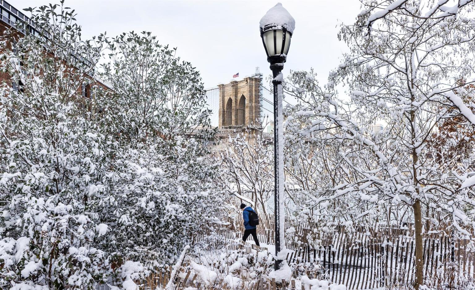 Nueva York se viste de blanco con primera nevada en casi dos años