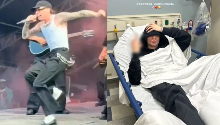 Peso Pluma se fracturó un pie mientras cantaba en un festival en Nueva York