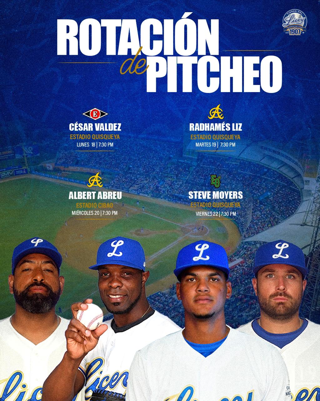 Licey anuncia rotación para próximos cuatro partidos