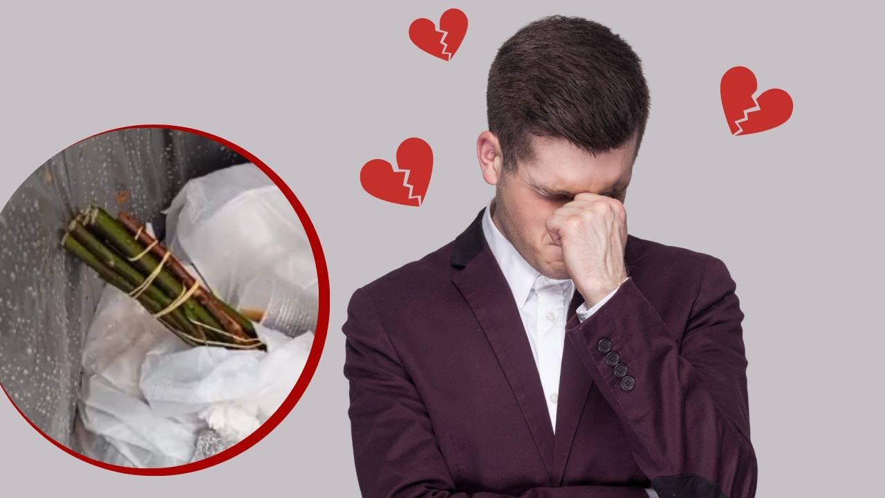 Mal inicio de San Valentín: ramo de flores termina en zafacón