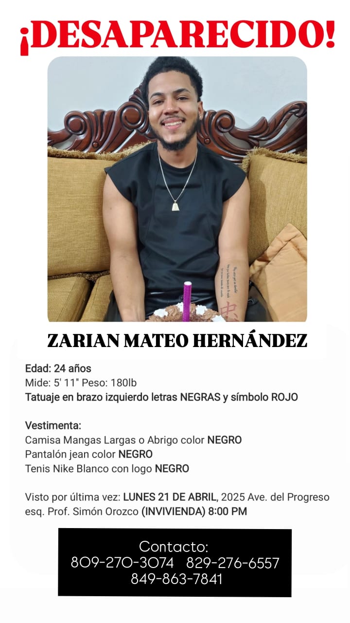 Cartel de persona desaparecida con contacto.